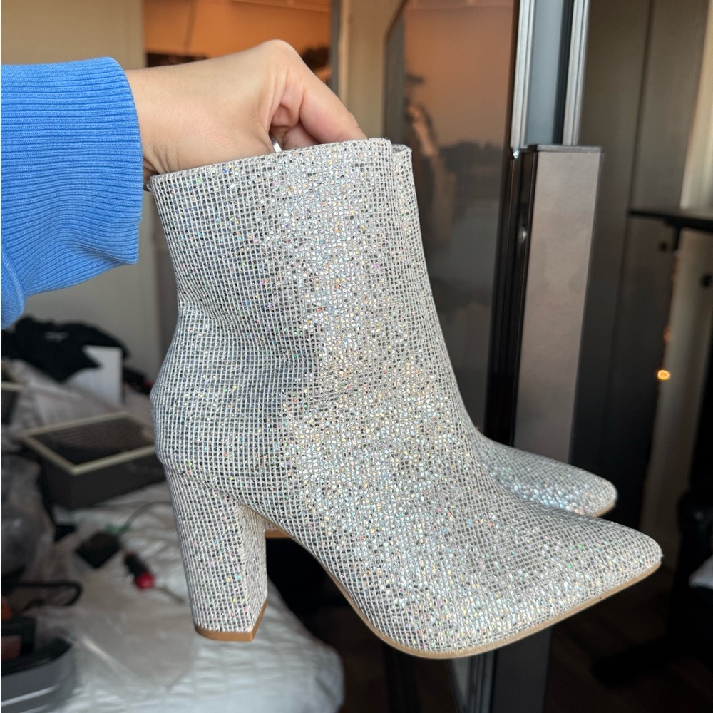 Silver Glitter Ankle Boots BRAND NEW
